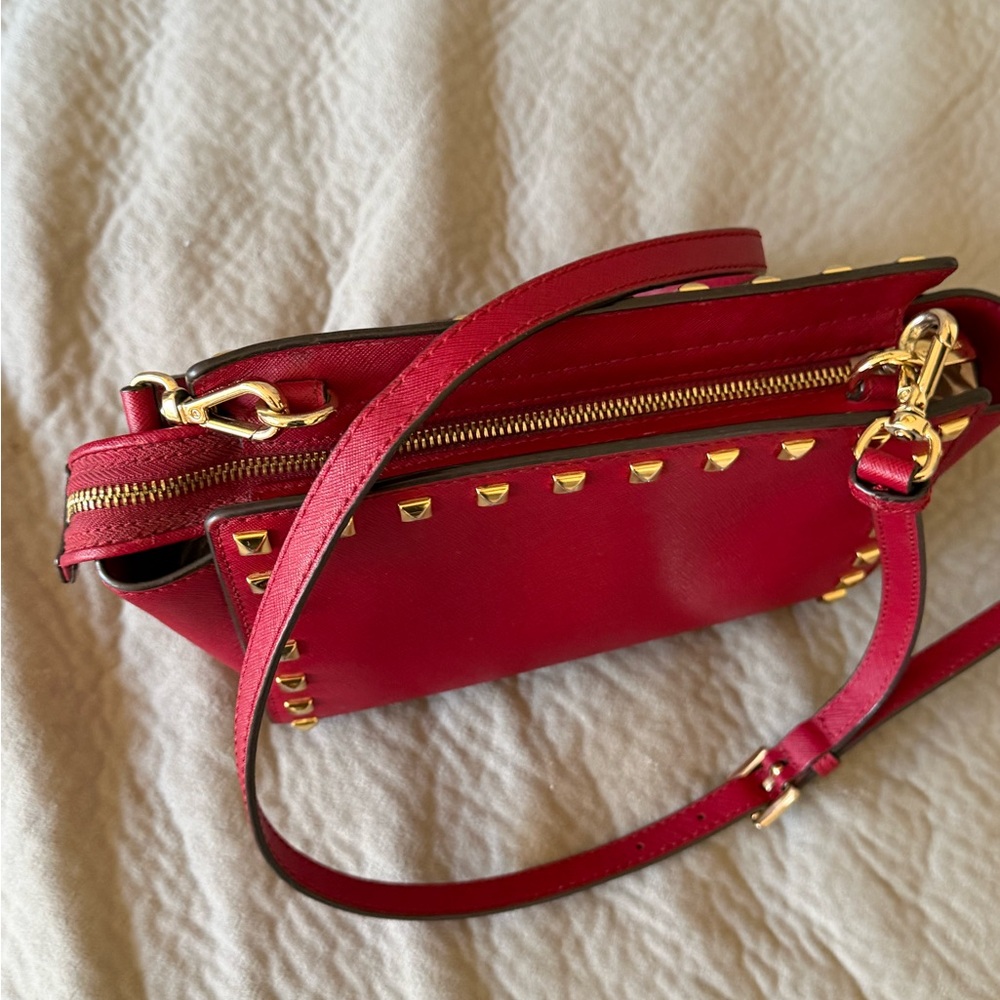 Michael Kors Studded Red Crossbody Bag